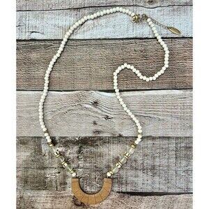 Plunder Beaded necklace with a wooden accent piece